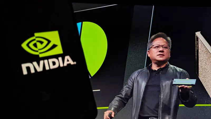 Nvidia-sjef Jensen Huang på scenen